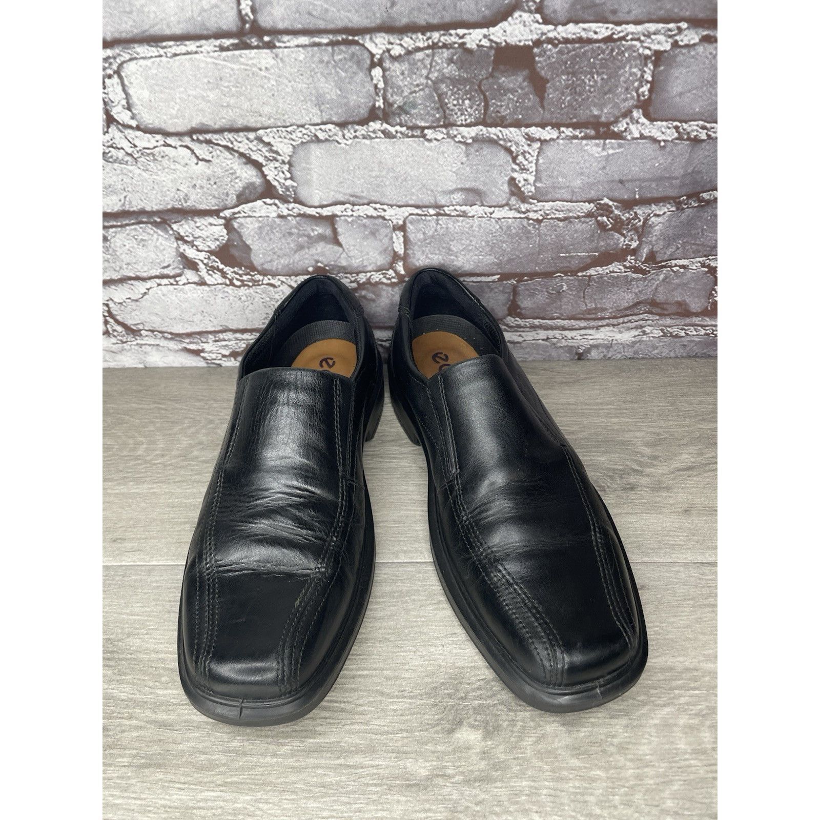 Ecco Ecco Black Leather Apron Toe Slip On Casual Loafers Shoes Me Size US 10 / EU 43 - 23 Thumbnail