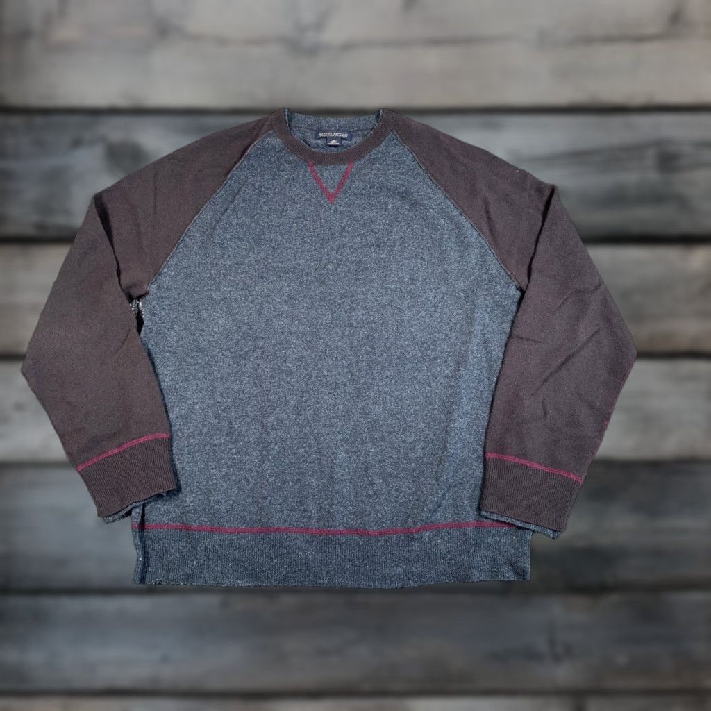 Banana Republic Banana Republic Mens Cashmere Wool Raglan Crewneck Sweater XL Gray Brown Size US XL / EU 56 / 4 - 1 Thumbnail
