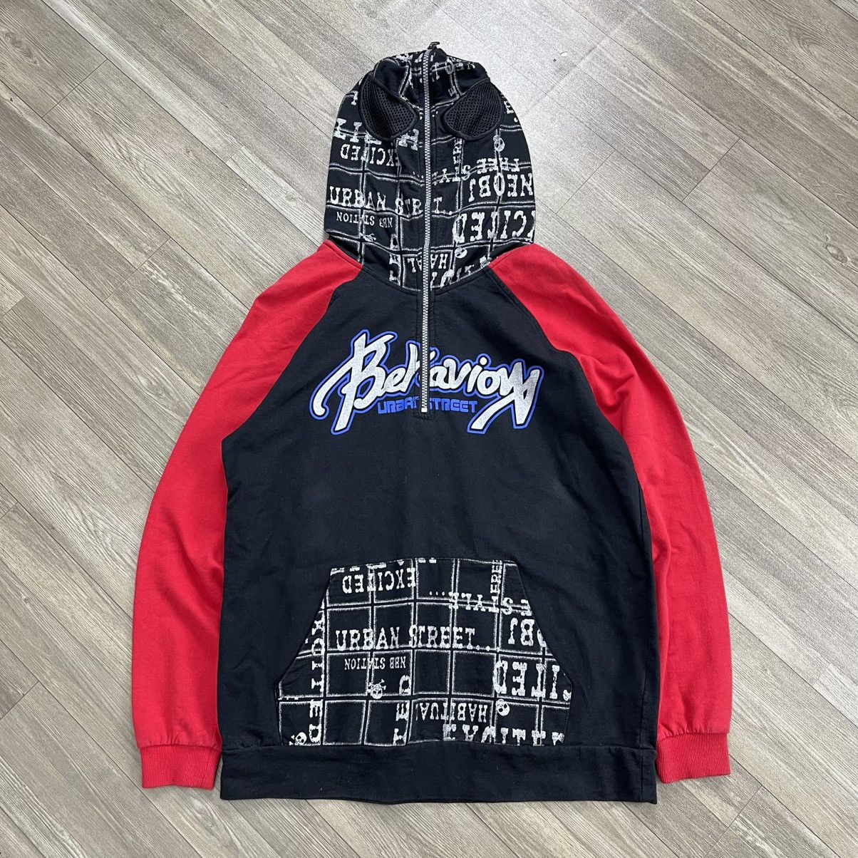 Beauty Beast 2000s Behaviour Urban Street Full Mask Half Zip Hoodie Y2K Size US M / EU 48-50 / 2 - 1 Thumbnail