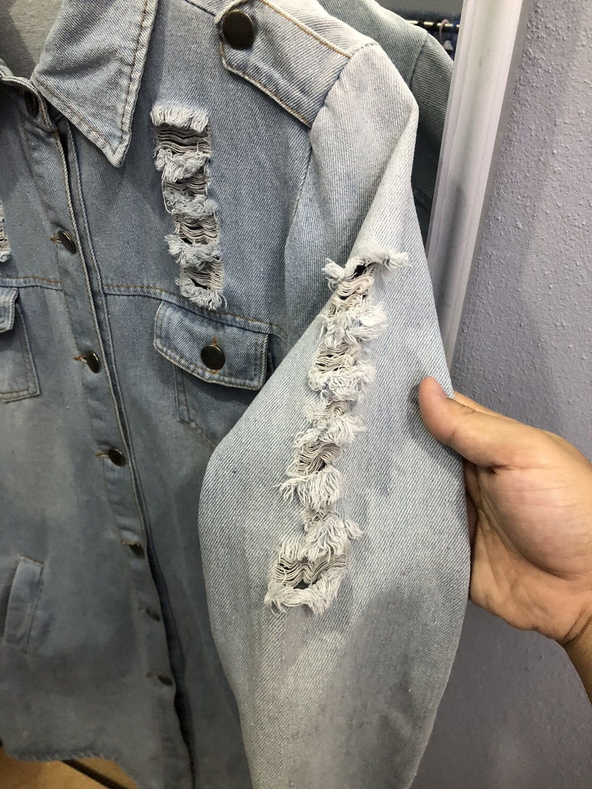 Japanese Brand Ruyi Distressed Denim Long Jacket Y2K Grunge Size M / US 6-8 / IT 42-44 - 6 Thumbnail