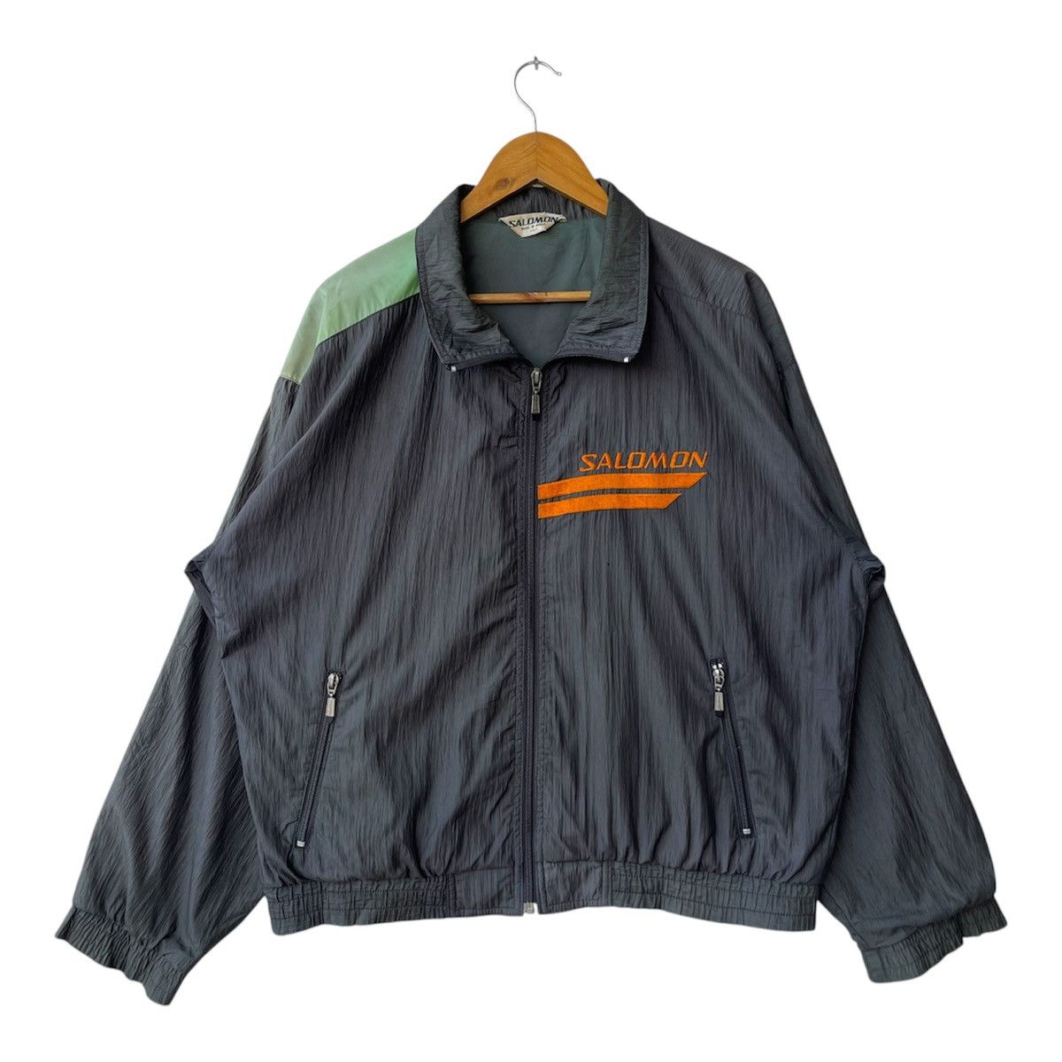 Salomon Vintage 90s Salomon Crinkled Nylon Windbreaker Jacket Size US L / EU 52-54 / 3 - 2 Thumbnail