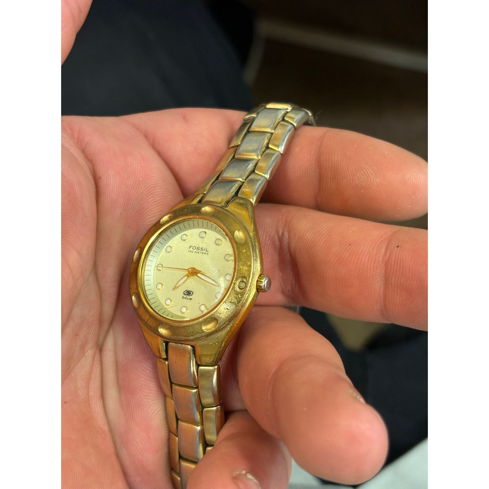 Fossil Vintage Fossil Blue AM-3357 Gold Tone Womens Watch! Size ONE SIZE - 9 Thumbnail