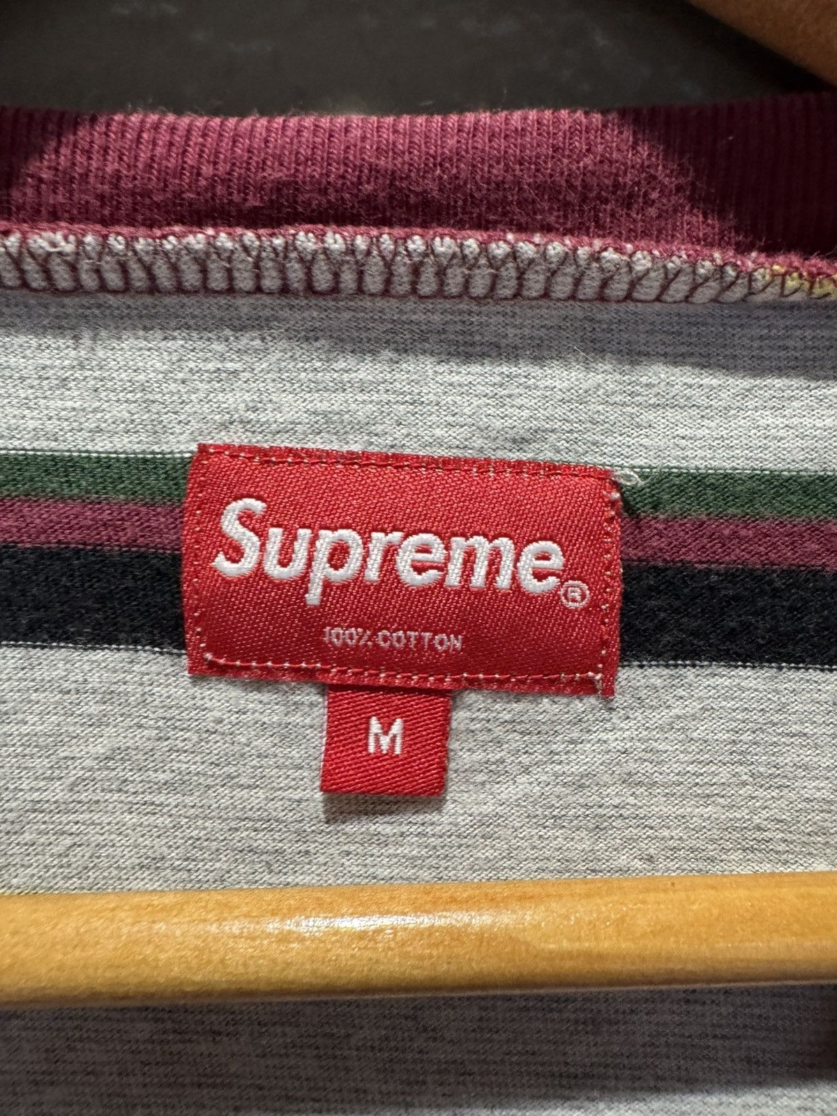 Supreme Supreme Gonz Logo Striped Tee Medium Rasta Green Red Yellow Size US M / EU 48-50 / 2 - 6 Thumbnail