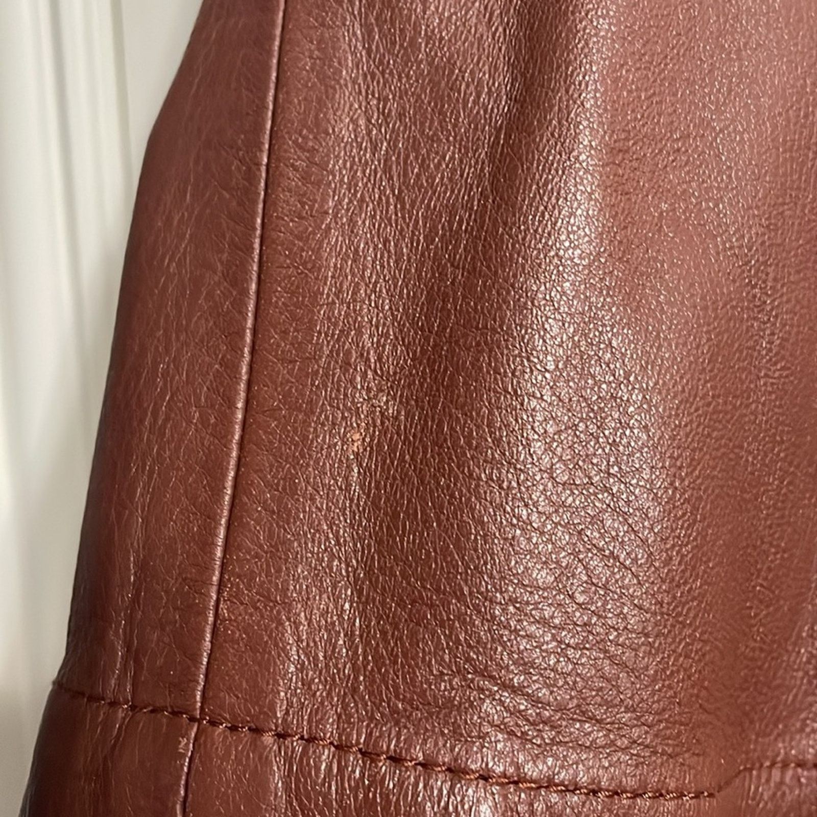 3.1 Phillip Lim 3.1 Phillip Lim Brown 100% Lambskin Rounded Fold Mini Skirt Size 26" / US 2 / IT 38 - 4 Thumbnail
