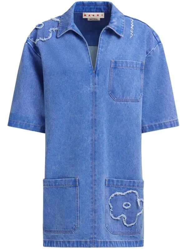 Marni o1w1db10426 Denim Mini Dress in Blue Size S / US 4 / IT 40 - 1 Thumbnail
