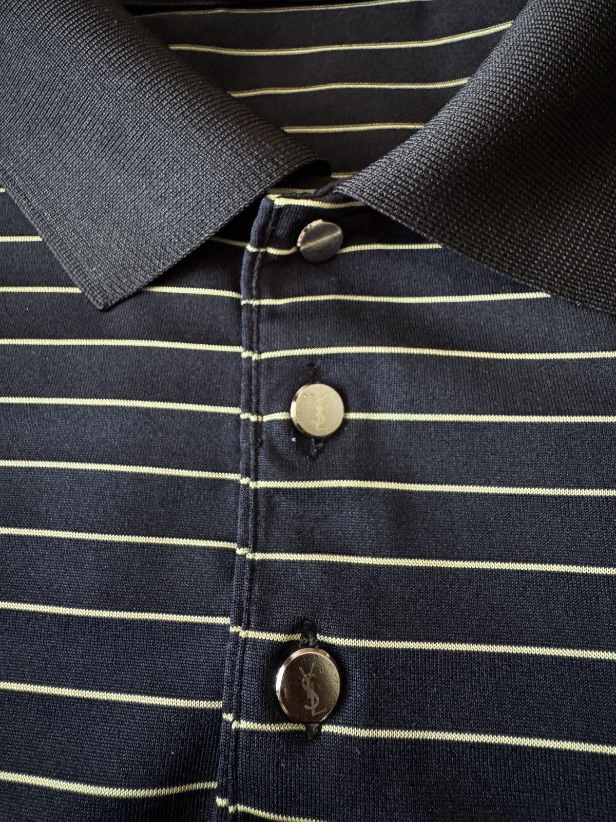 Yves Saint Laurent 🔥🔥 Vintage Yves Saint Laurent Silk Striped Polo Shirt Size US XL / EU 56 / 4 - 4 Thumbnail