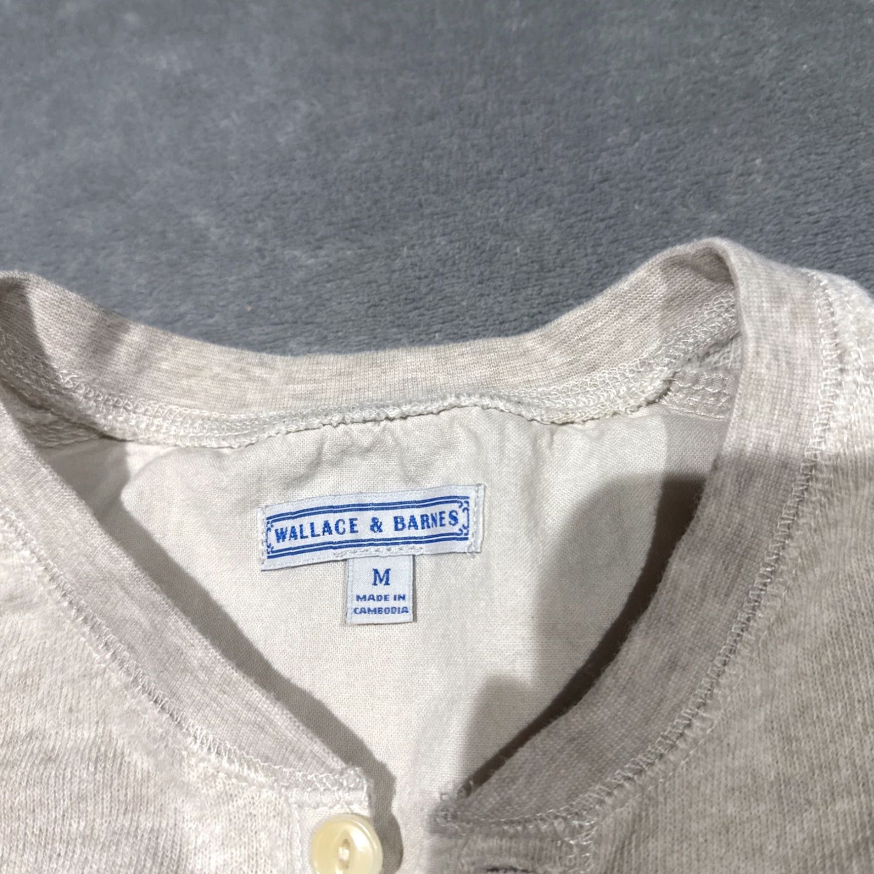 Wallace & Barnes Wallace Barnes Thermal Shirt Men M Beige Cotton Henley Button Long Sleeve Size US M / EU 48-50 / 2 - 3 Thumbnail