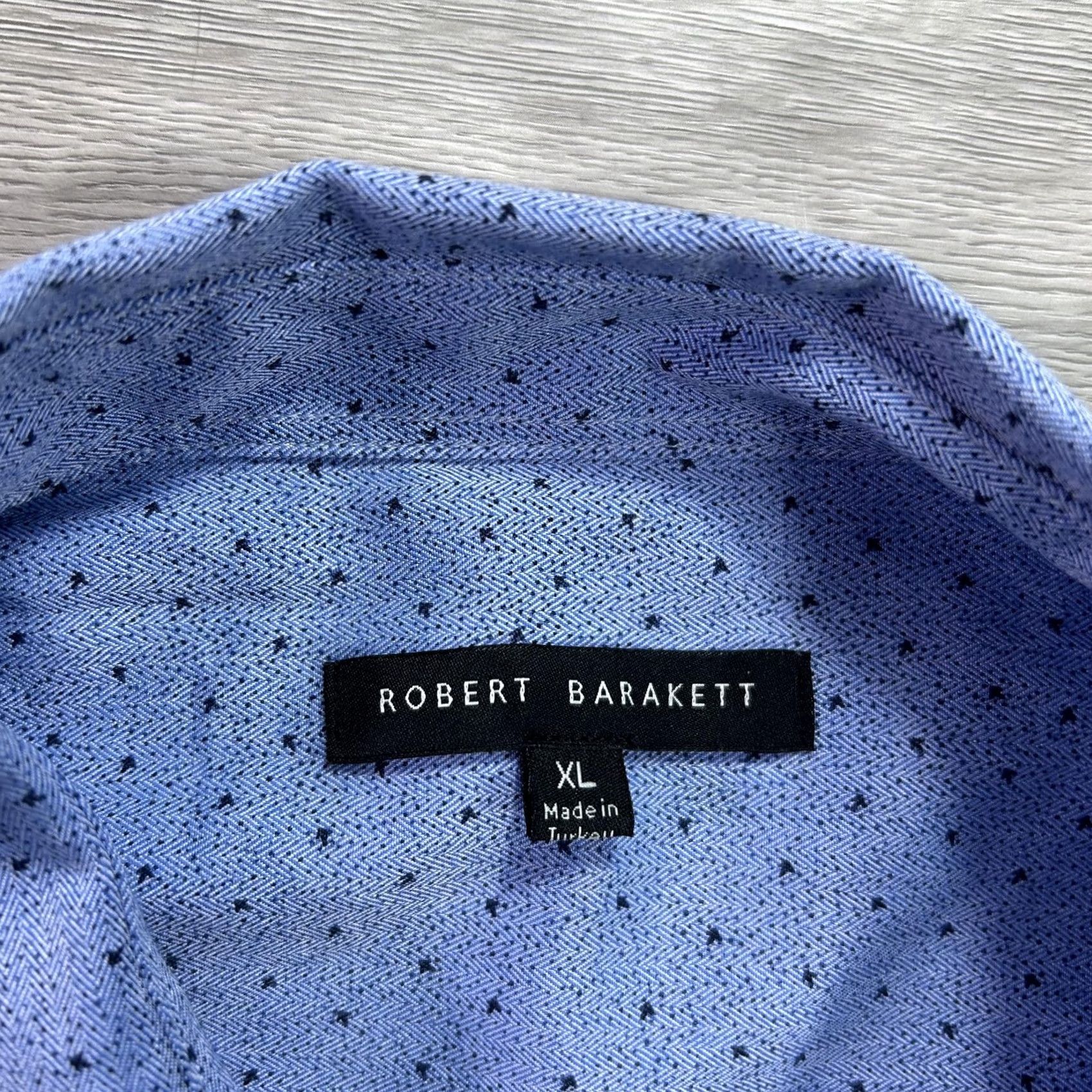 Vintage Robert Barakett Shirt Mens XL Blue Herringbone Twill Long Sleeve Button Up Size US XL / EU 56 / 4 - 4 Thumbnail