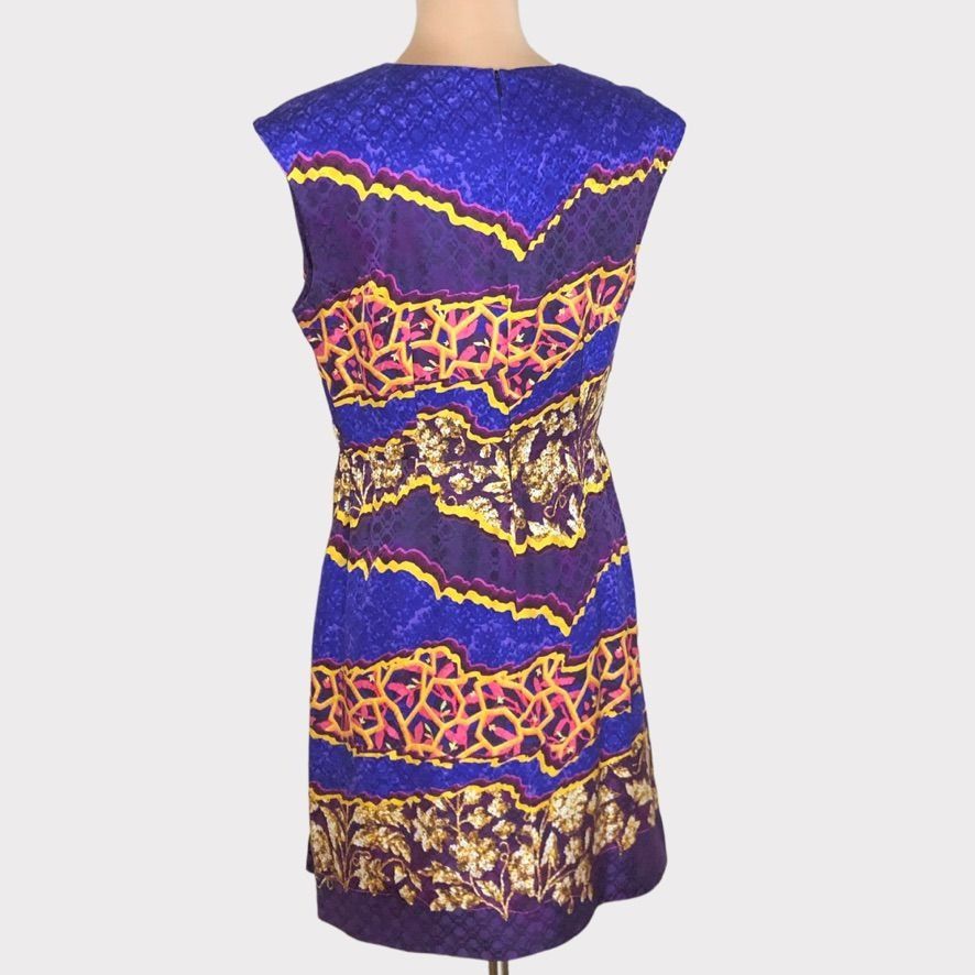 Peter Pilotto Sleeveless Skater Dress orders Purple Gold Pink Abstract US 10 EUC Print