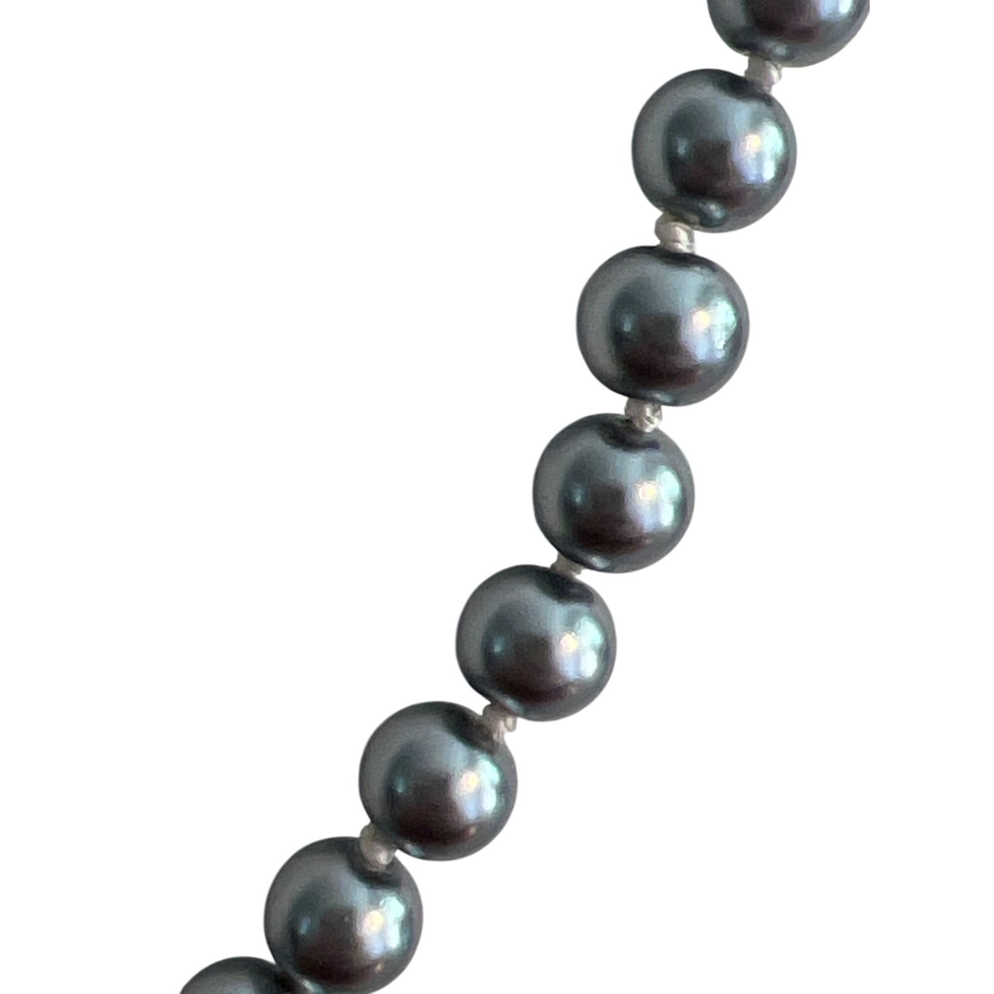 Other Vintage Silver Faux Pearl Necklace Knotted Sterling Silver H Size ONE SIZE - 2 Thumbnail