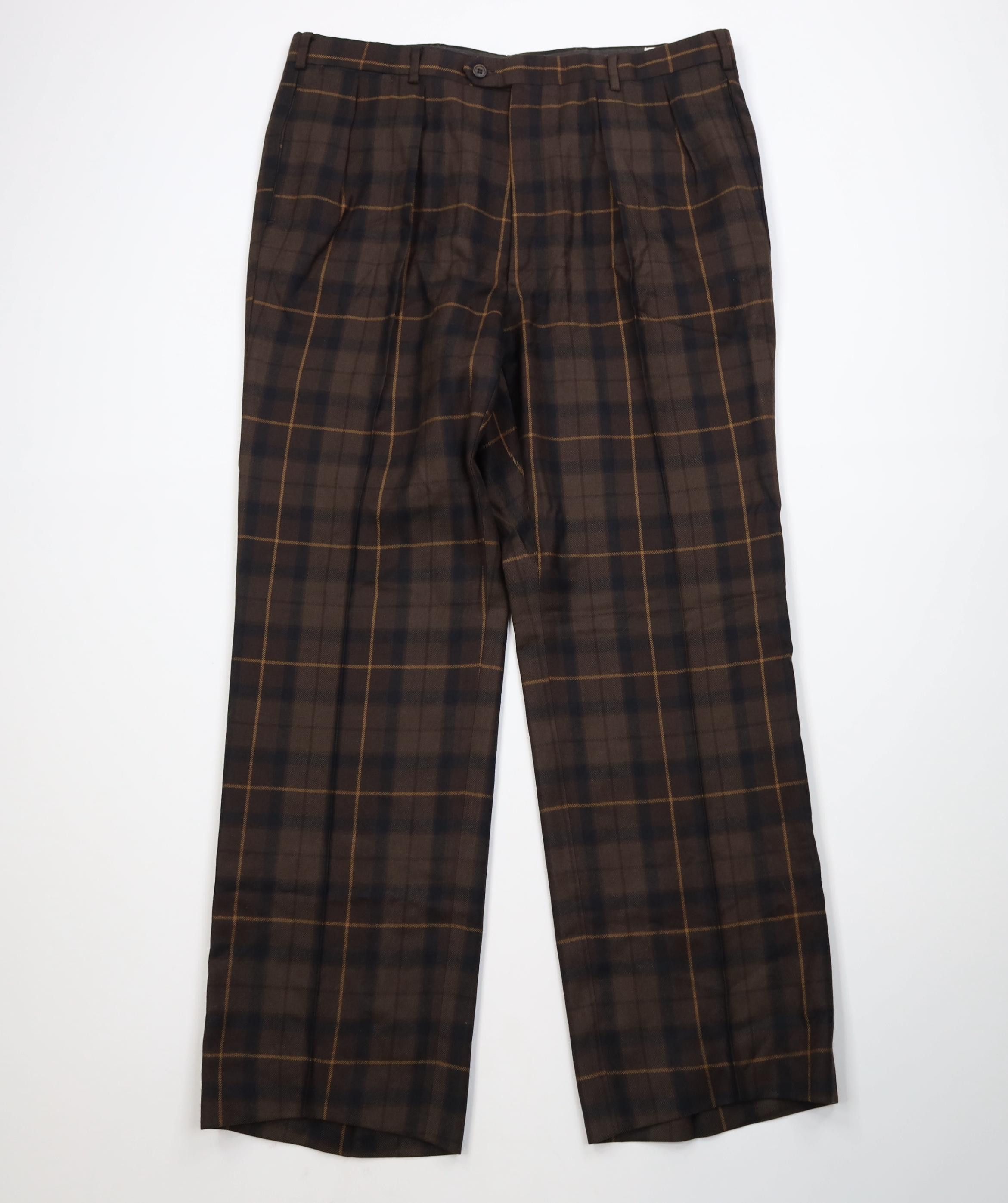 Vintage Vintage 70s Streetwear Wide Leg Chino Pants Brown Plaid USA Size US 36 / EU 52 - 1 Thumbnail