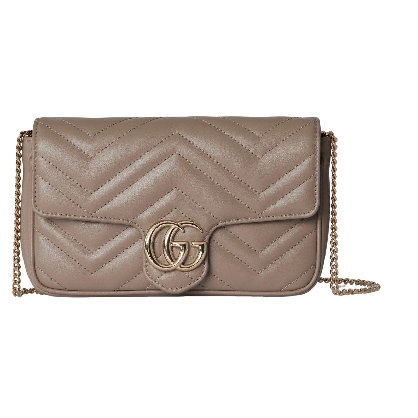 GUCCI GG Marmont Small Taupe Chevron Shoulder Bag