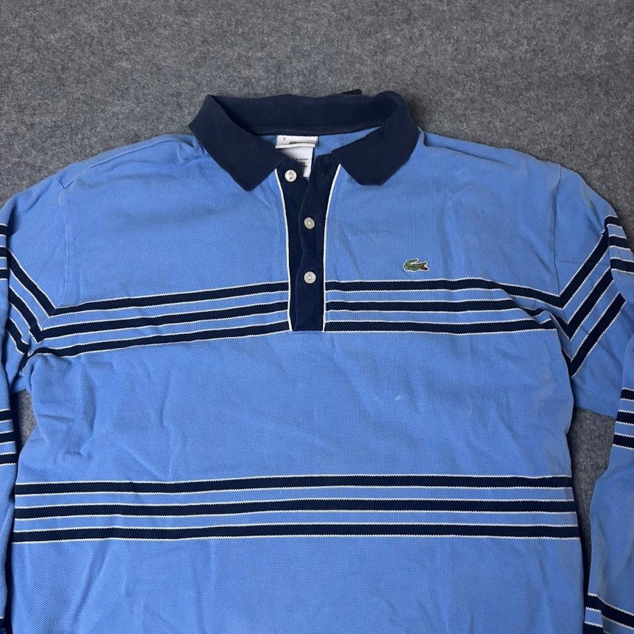 Lacoste Lacoste Blue Stripe Long Sleeve Croc Logo Polo Shirt Mens 7 Size US XXL / EU 58 / 5 - 3 Thumbnail
