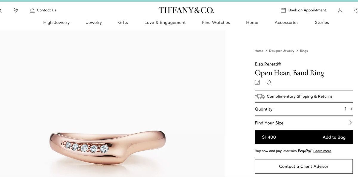 Tiffany & Co. Tiffany & Co. Elsa Peretti Open Heart Ring RG size 5.5 NEW Size ONE SIZE - 20 Thumbnail