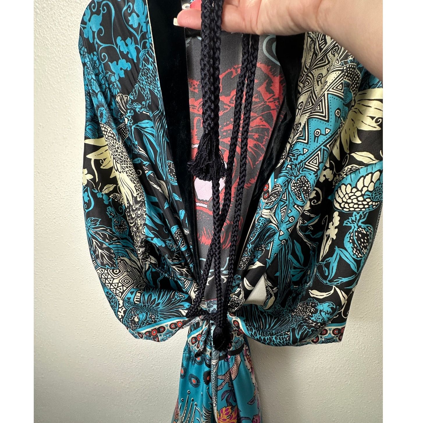 F.R.S F.R.S. Cream Black Blue Red Multi Bird Floral Tiger Kimono M Size 27" / US 4 / IT 40 - 11 Thumbnail
