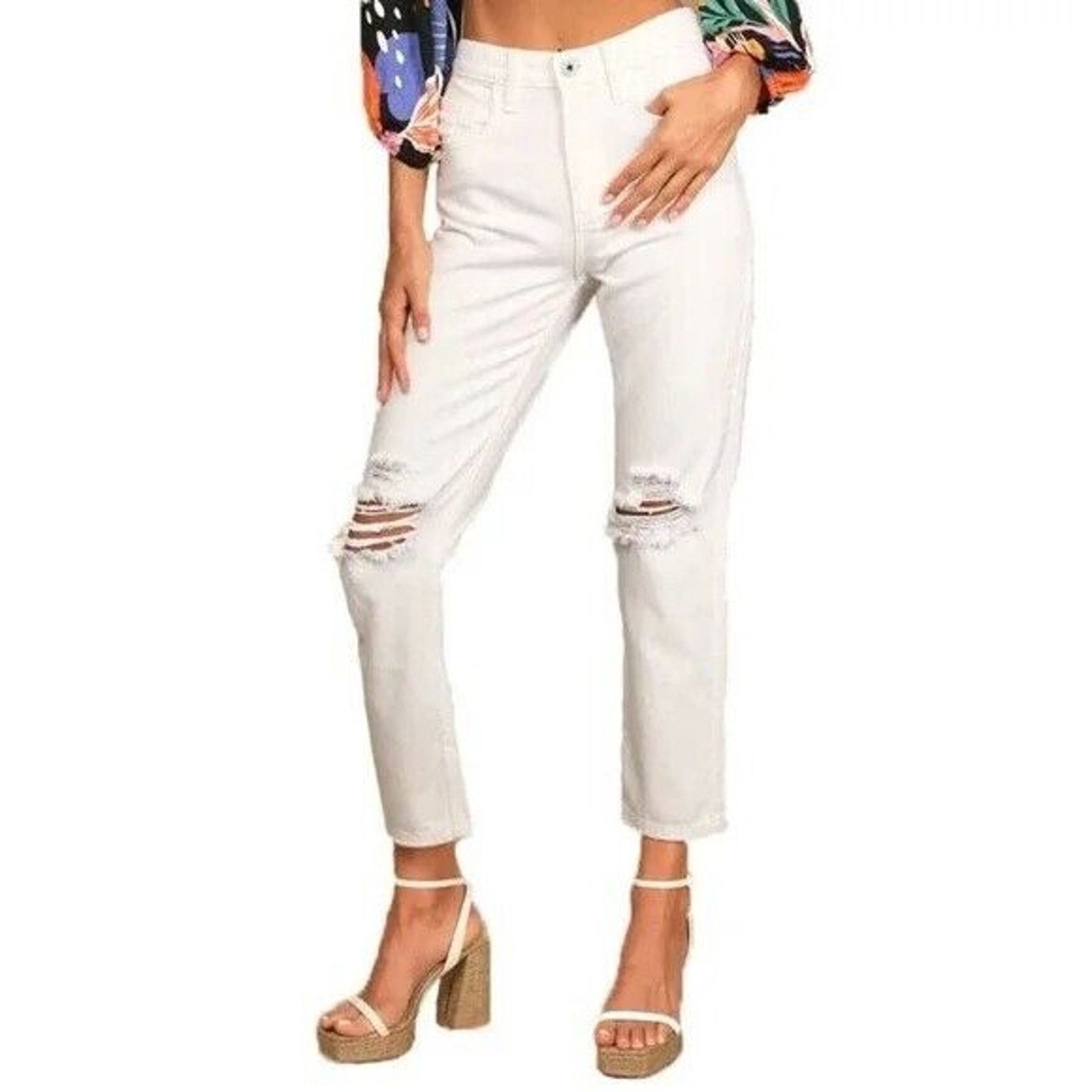 The Unbranded Brand AFRM Women White Denim High Rise Ankle Skinny Jeans Size 28 Size 28" / US 6 / IT 42 - 1 Thumbnail