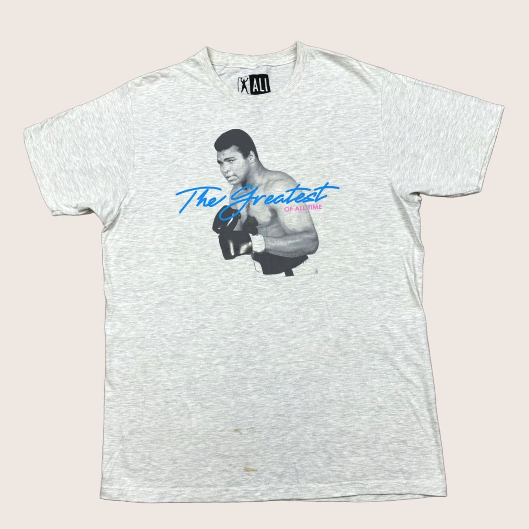 Muhammad Ali Mens Shirt Gray Large L Short Sleeve Boxing Logo Graphic Tee Adults, Men's