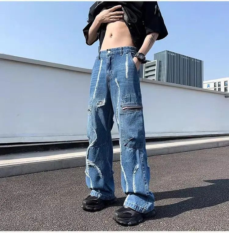 Japanese Brand Retro washed casual ruffled jeans Size US 32 / EU 48 - 4 Thumbnail