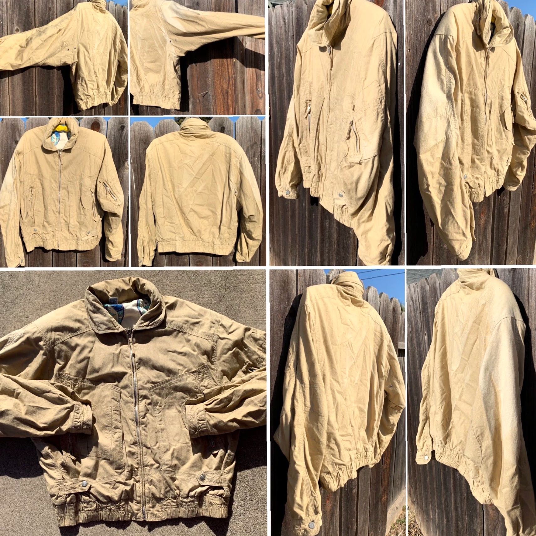Vintage VINTAGE Weekends Jacket Cotton Bomber All Over Print Lining Shoulder Pads M Beige 80s 90s Zip Mens Size US M / EU 48-50 / 2 - 4 Thumbnail