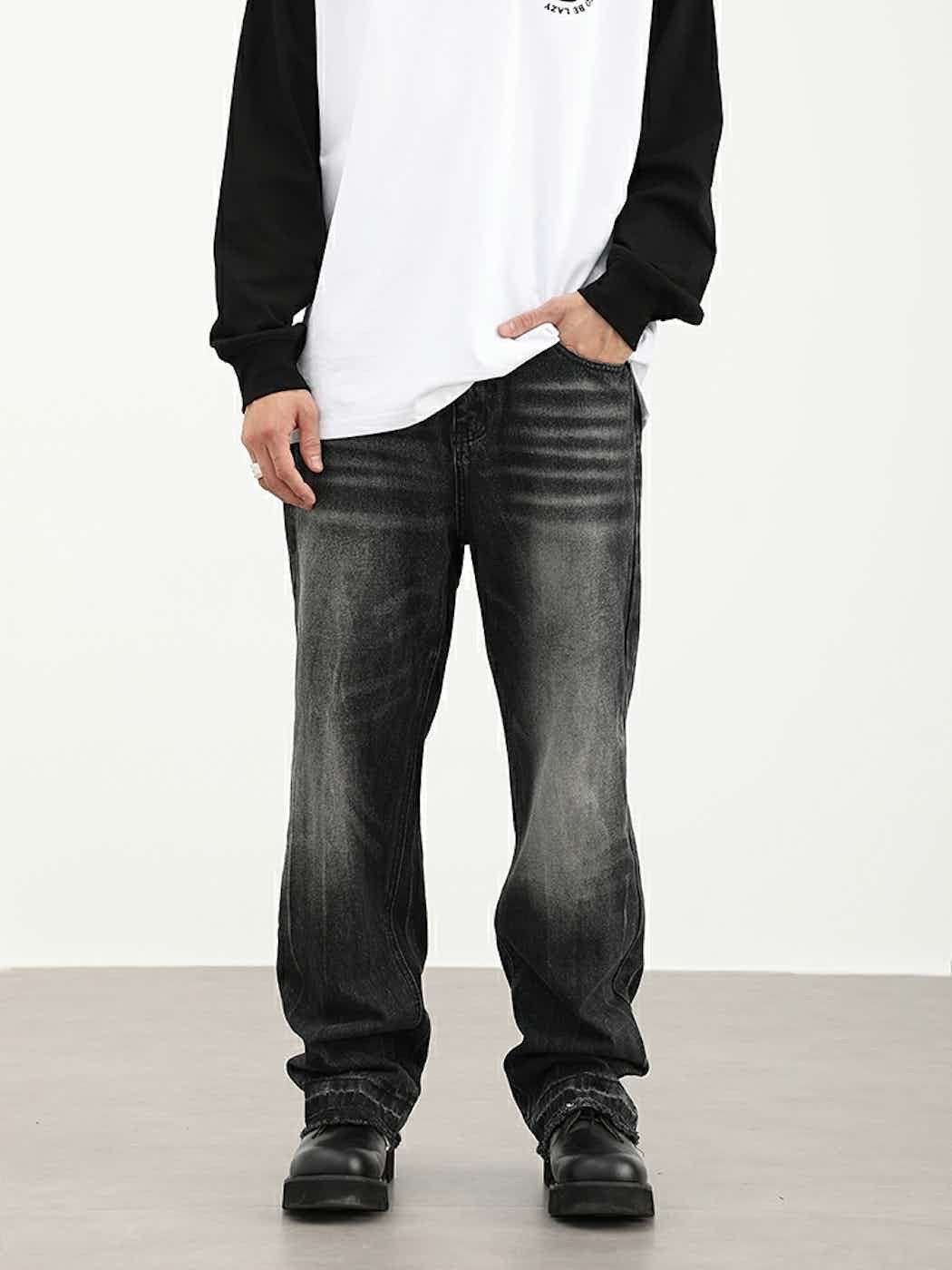 punk grunge damaged washed faded yuppie jeans