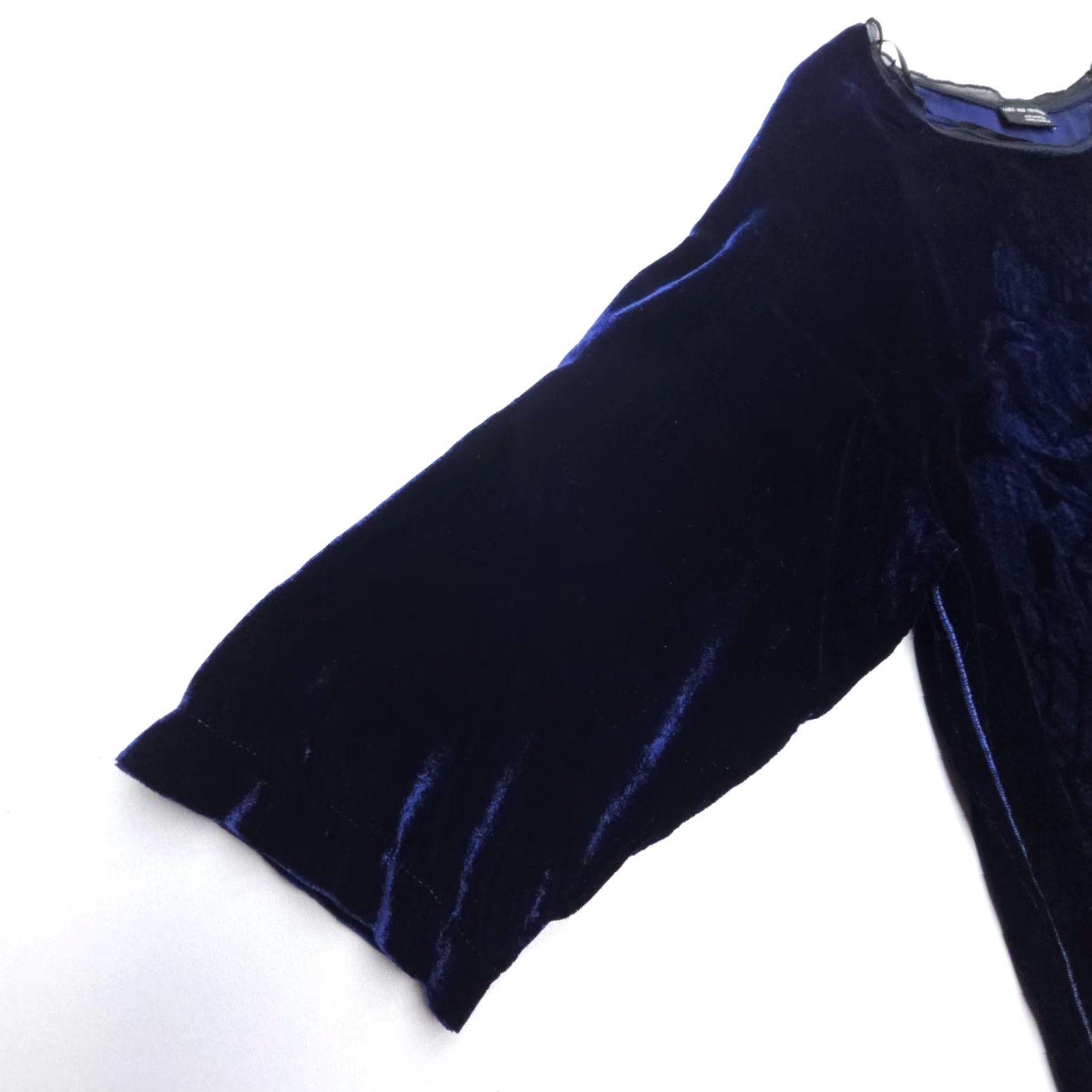 Zara Zara Velvet Tunic Top Womens Medium Blue 3/4 Sleeve Bohemian Party Print Blouse Shirt Casual Size M / US 6-8 / IT 42-44 - 4 Thumbnail