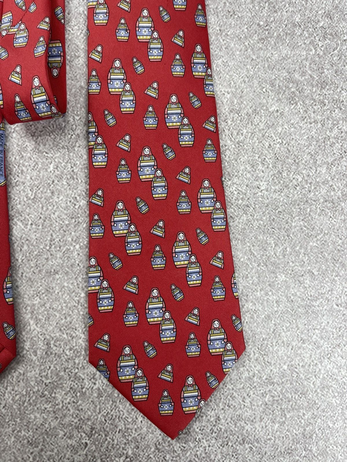 Hermes × Vintage Vintage Hermes Printed Red Silk Tie Size ONE SIZE - 5 Thumbnail