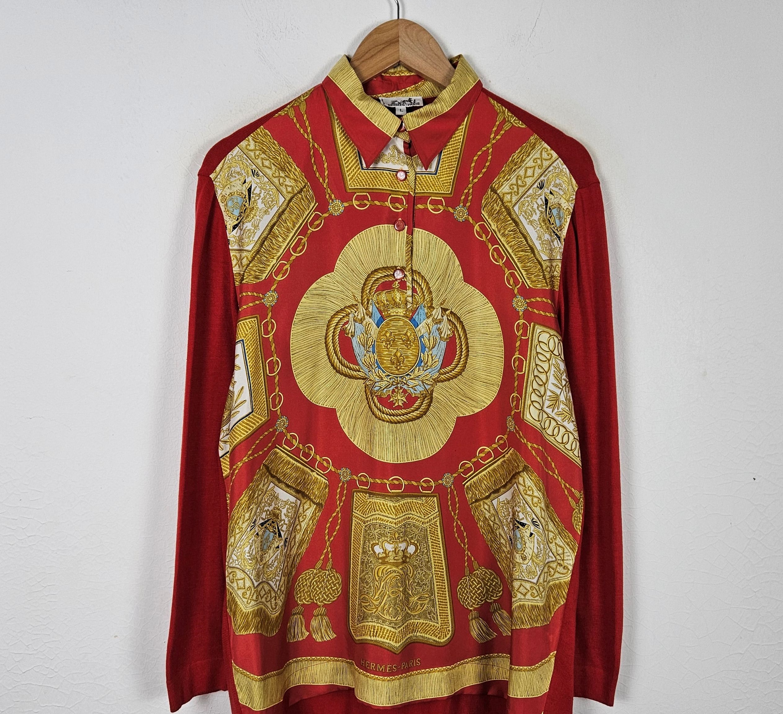 Hermes Vintage Hermes Poste et Cavalarie Silk Baroque Royalty Shirt Size US L / EU 52-54 / 3 - 2 Thumbnail