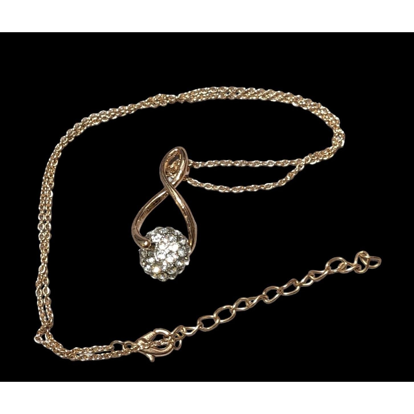 Other Gold Suspended Rhinestone Bead Pendant Necklace Size ONE SIZE - 1 Thumbnail
