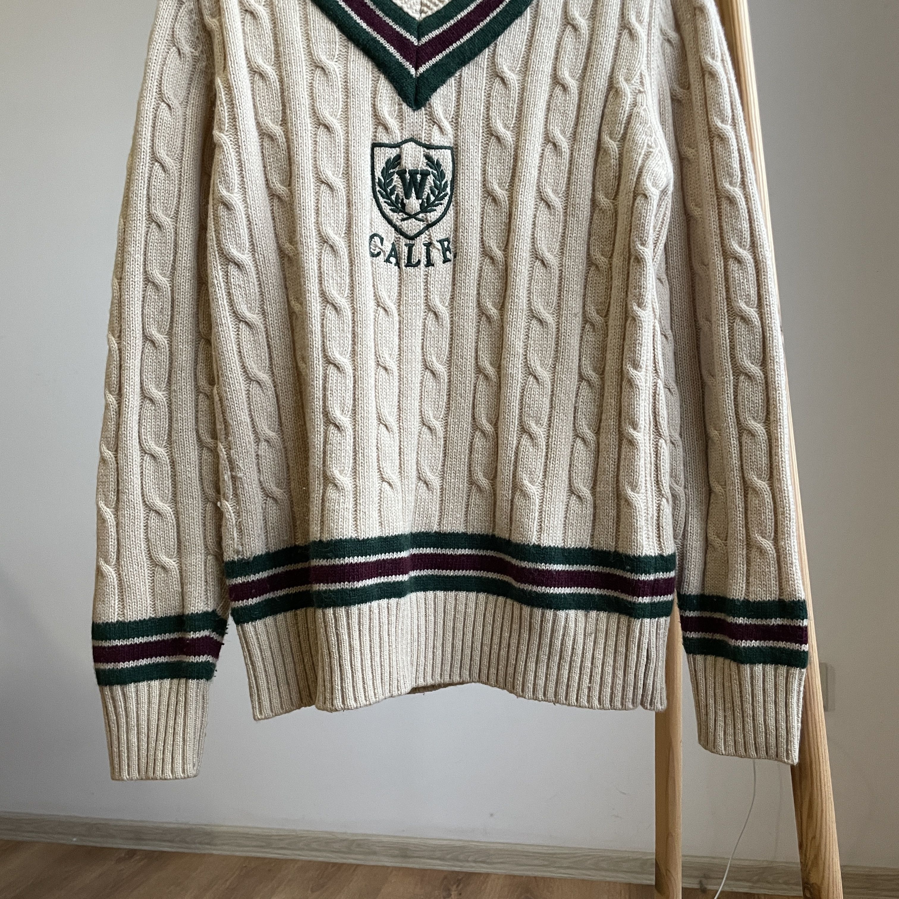 Who A.U. Who A.U. California Dream Cable Knit V-Neck College Sweater Size US M / EU 48-50 / 2 - 4 Thumbnail