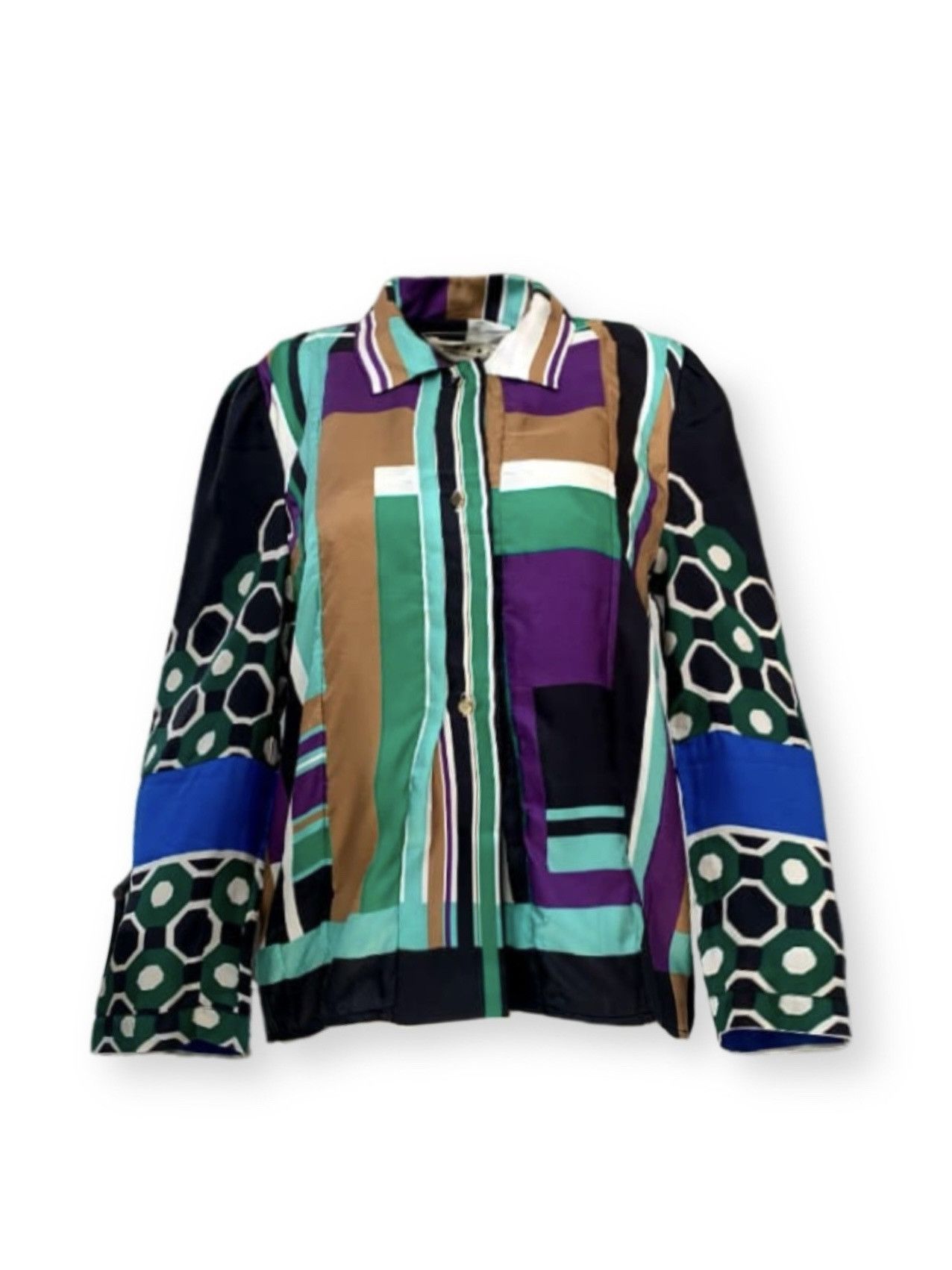 Marni Marni Silk Blouse 2012 Summer Edition Abstract Geometric m Size XS / US 0-2 / IT 36-38 - 1 Thumbnail