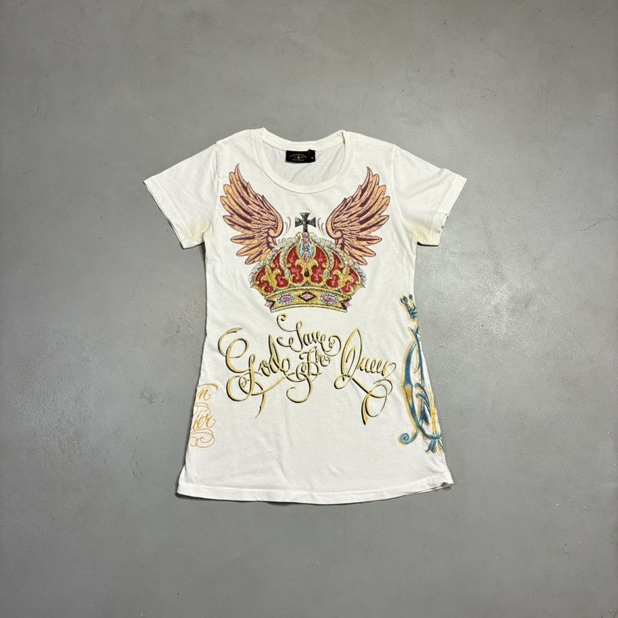 Christian Audigier Christian Audigier “God Save the Queen” Rhinestone Crown Tee Size S / US 4 / IT 40 - 1 Thumbnail