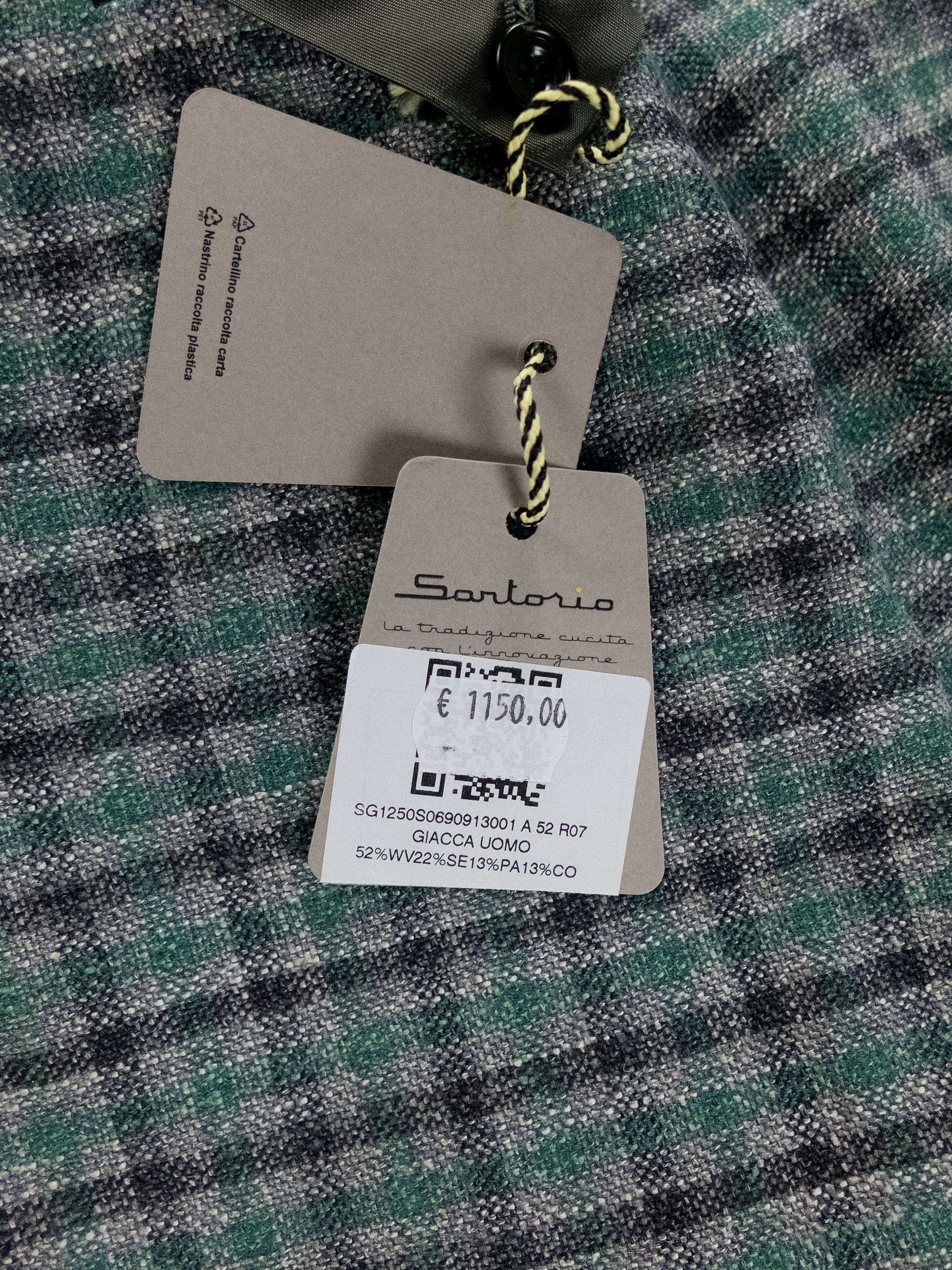 SARTORIO SARTORIO Napoli Kiton green gray plaid wool silk sportcoat Size 42R - 8 Thumbnail