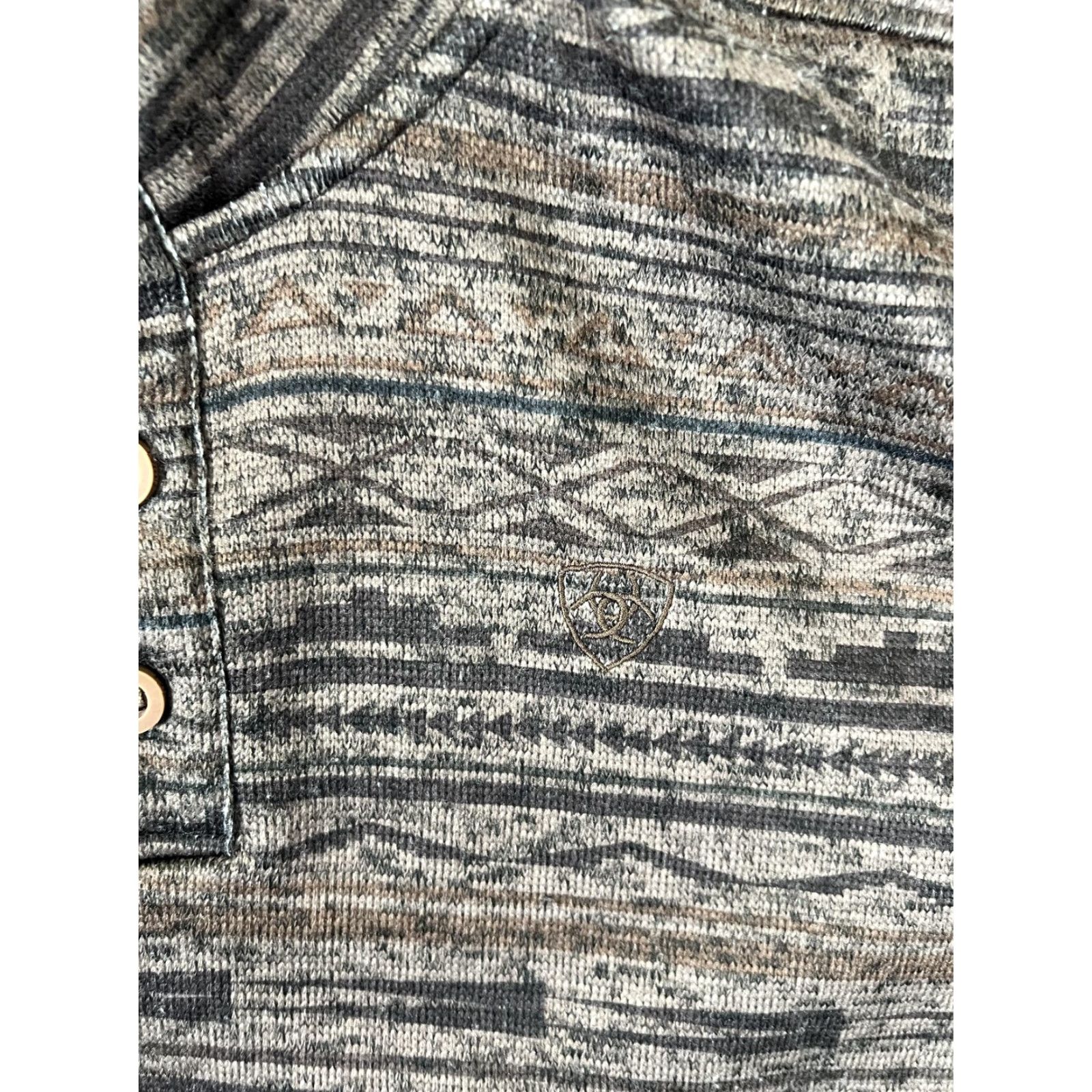 Ariat Ariat Sweatshirt Mens 2XL Brown Fleece Lined Henley Western Aztec Pullover Size US XXL / EU 58 / 5 - 4 Thumbnail