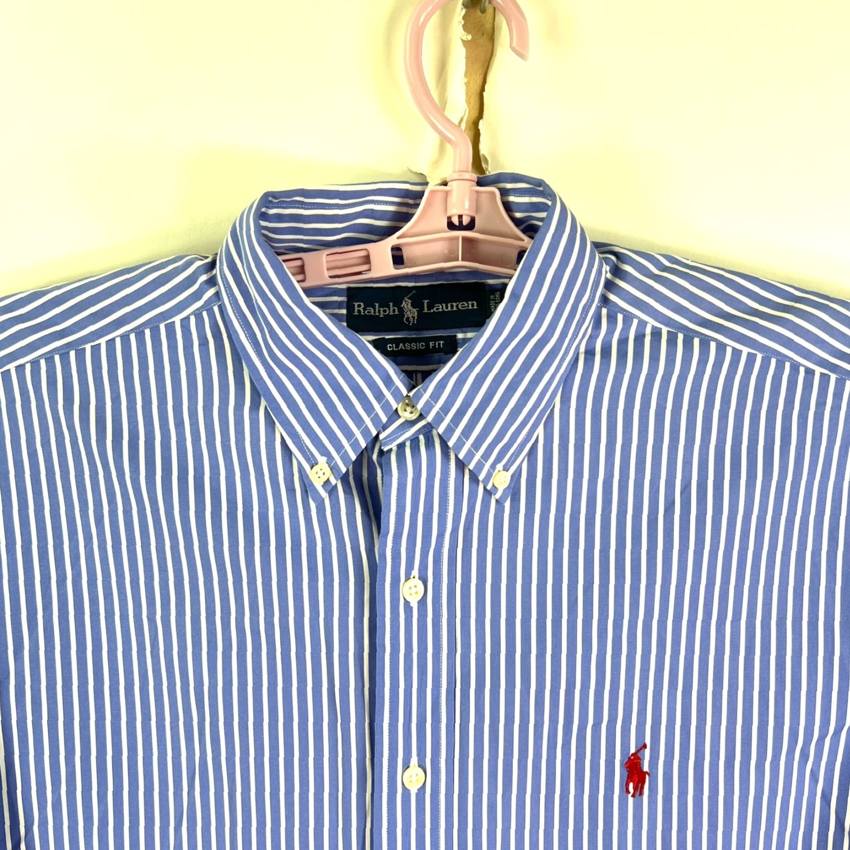 Ralph Lauren Ralph Lauren Classic Fit Non-Iron Button-Down Shirt Mens 16 Blue Check Regular Length Size US L / EU 52-54 / 3 - 4 Thumbnail
