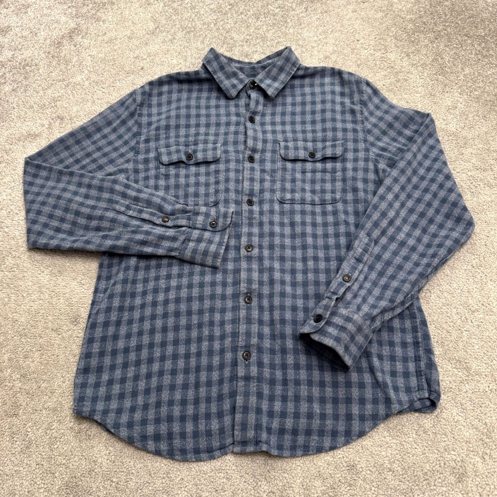 Lucky Brand Lucky Brand Saturday Gingham Button-Down Shirt Mens M Blue Gray Long Sleeve Regular Fit Tailored Casual Plaid 40 in Chest Size US M / EU 48-50 / 2 - 2 Thumbnail