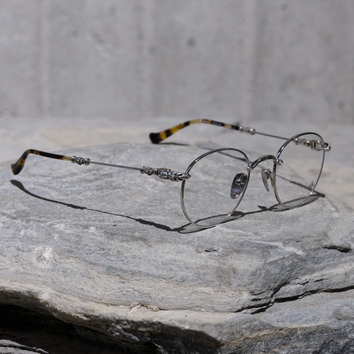 image of Chrome Hearts Bubba - A Glasses in Shiny Silver/Plastic, Women's
