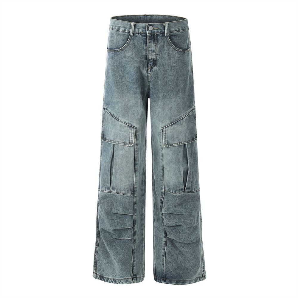 Japanese Brand × Jean Heavy stitching multi-pocket loose washed cargo jeans Size US 32 / EU 48 - 1 Thumbnail
