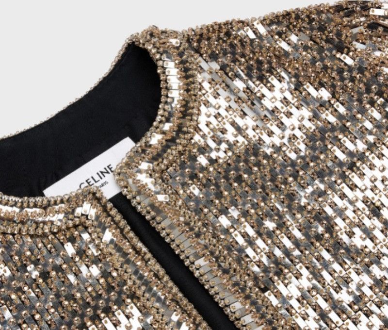 Celine o1w1db11124 Embroidered Cardigan Jacket in Gold Size XS / US 0-2 / IT 36-38 - 3 Thumbnail