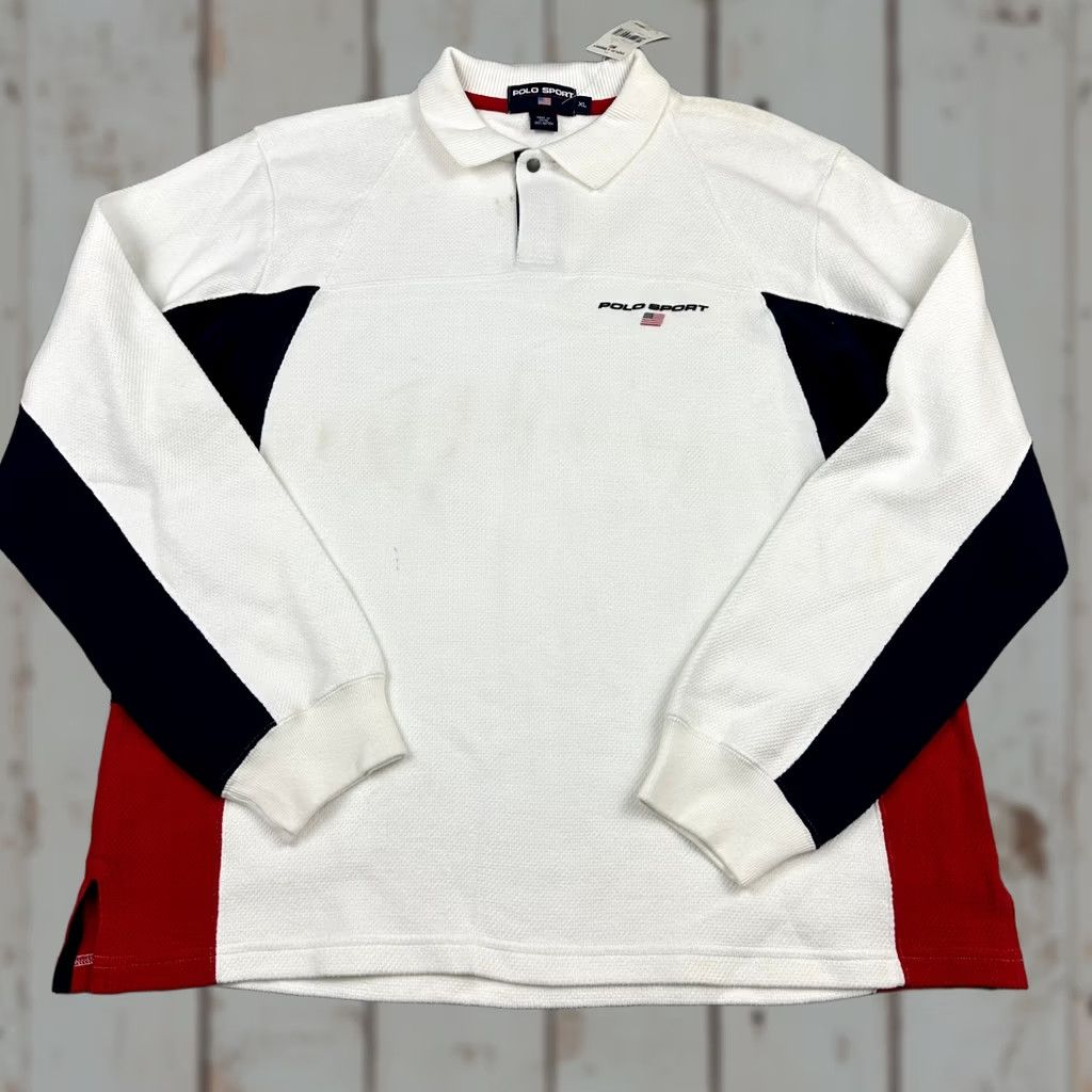 Vintage VINTAGE Polo Sport Shirt Men XL White Blue Rugby Polo Pique Y2K 2000s Size US XL / EU 56 / 4 - 1 Thumbnail