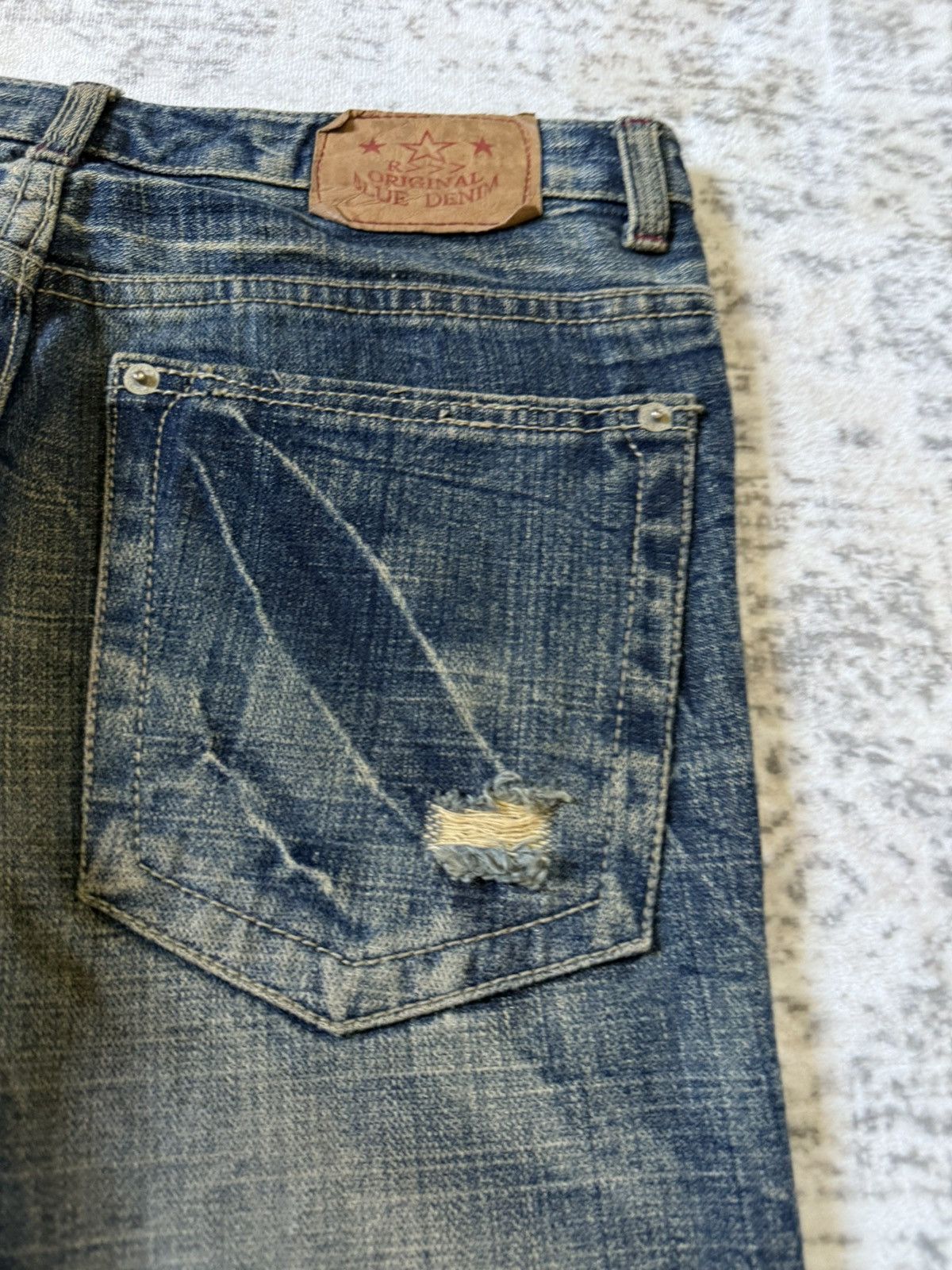 Japanese Brand R 45rpm Mud Wash Honeycomb Distressed Flared Jeans Size US 28 / EU 44 - 15 Thumbnail