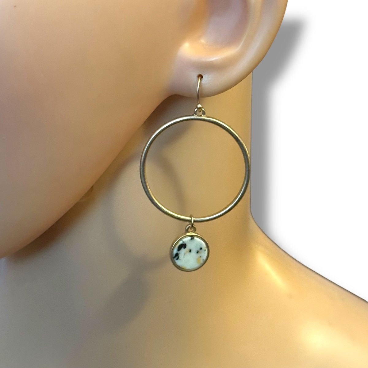 Other Gold tone open circle hoop with Jasper charm Size ONE SIZE - 2 Thumbnail