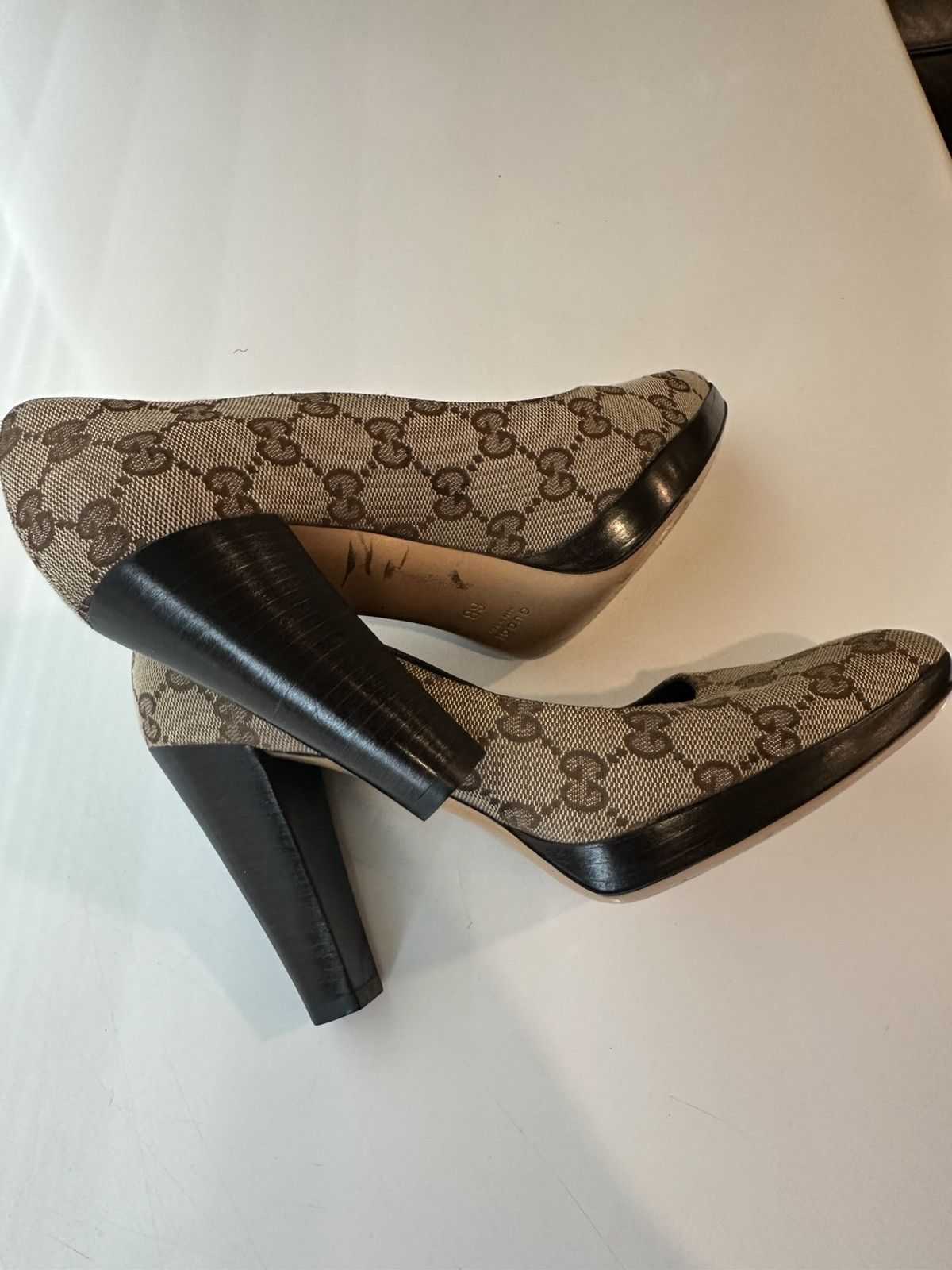 Gucci Gucci Beige and Brown GG Canvas Women's Pumps Size US 6 / IT 36 - 2 Thumbnail