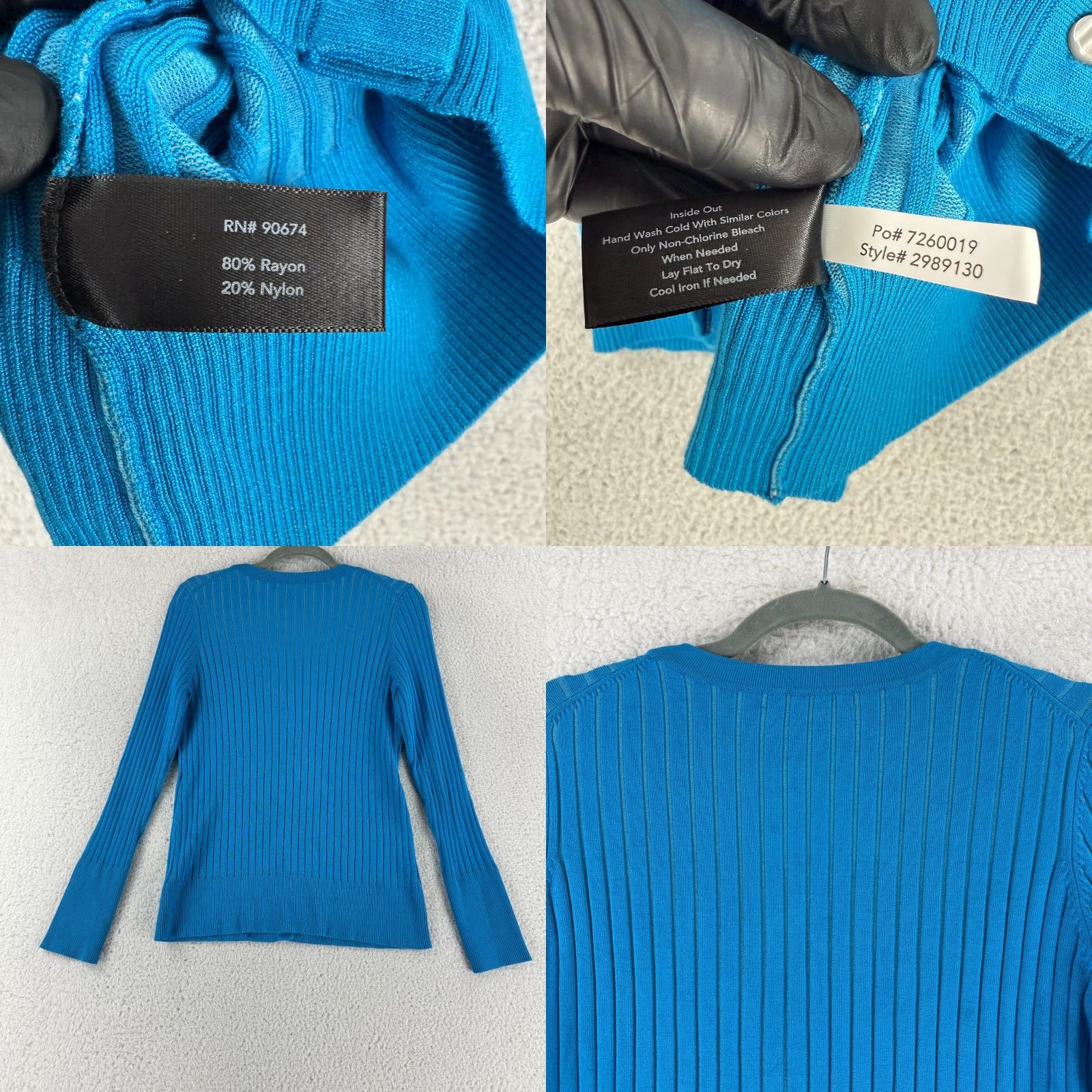 Boston Proper Boston Proper Cardigan Womens Medium Blue Ribbed Button-Up V-Neck Stretch LS Size M / US 6-8 / IT 42-44 - 8 Thumbnail