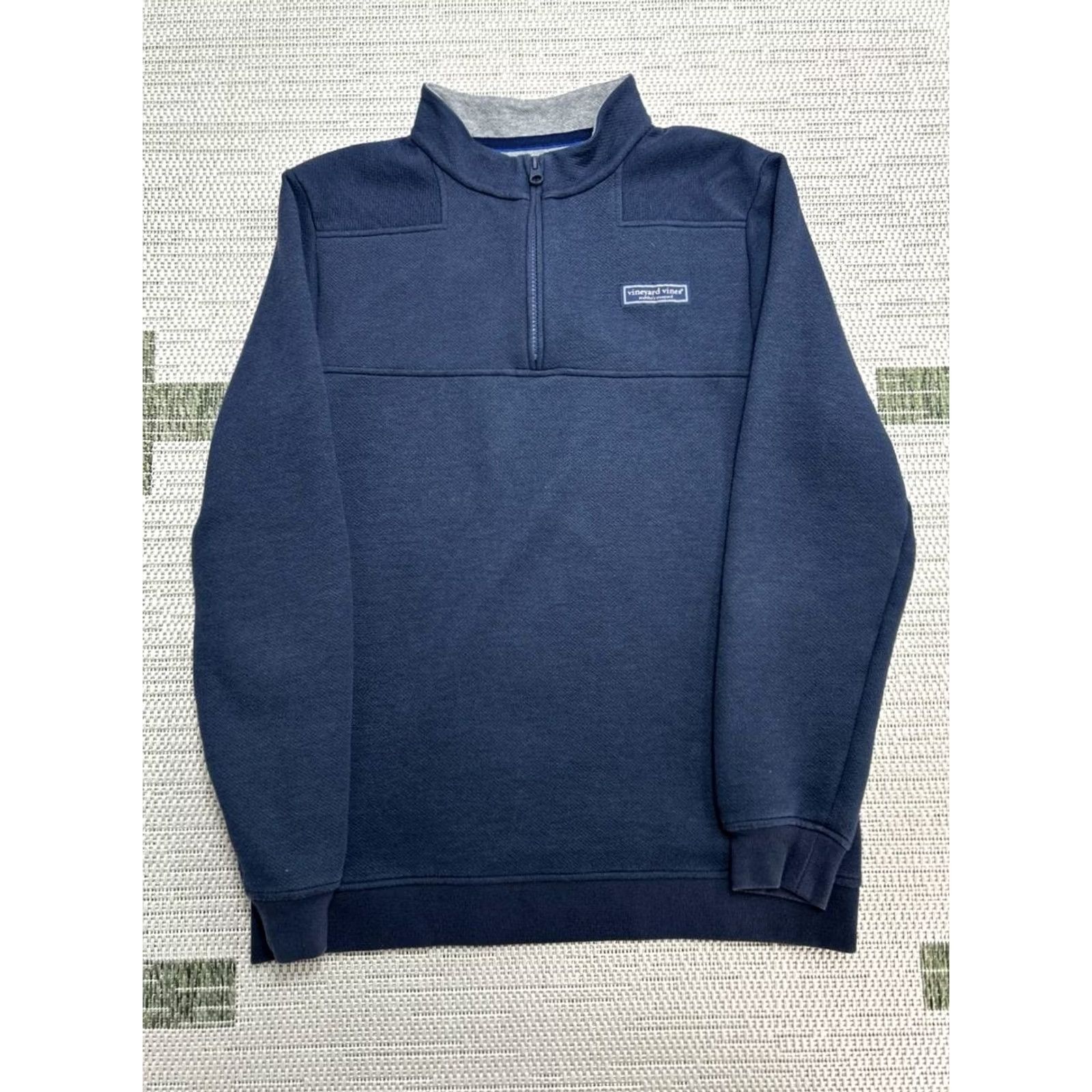 Vineyard Vines Vineyard Vines Shirt Mens S Blue The Shep Cotton Quarter Zip Mock Neck Cozy Size US S / EU 44-46 / 1 - 2 Thumbnail
