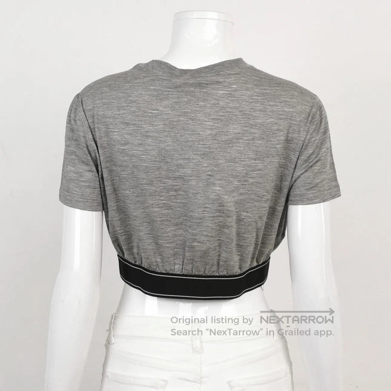 Prada Prada Gray Cropped Logo Tee . Size L / US 10 / IT 46 - 2 Thumbnail