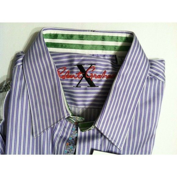 Robert Graham ROBERT GRAHAM MENS NEW LILAC 100%COTTON CASUAL SHIRT SIZE:S Size US S / EU 44-46 / 1 - 3 Thumbnail