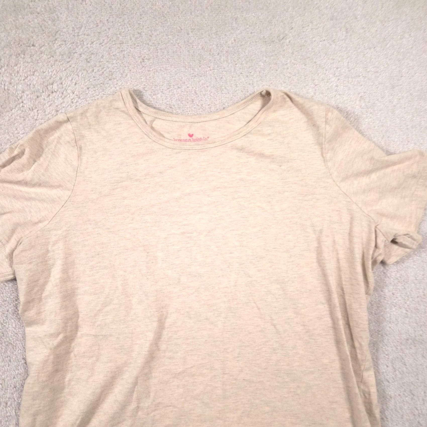 Vintage Woman Within Shirt Womens M Beige Solid Crew Neck Short Sleeve Basic Tee Top Size M / US 6-8 / IT 42-44 - 3 Thumbnail