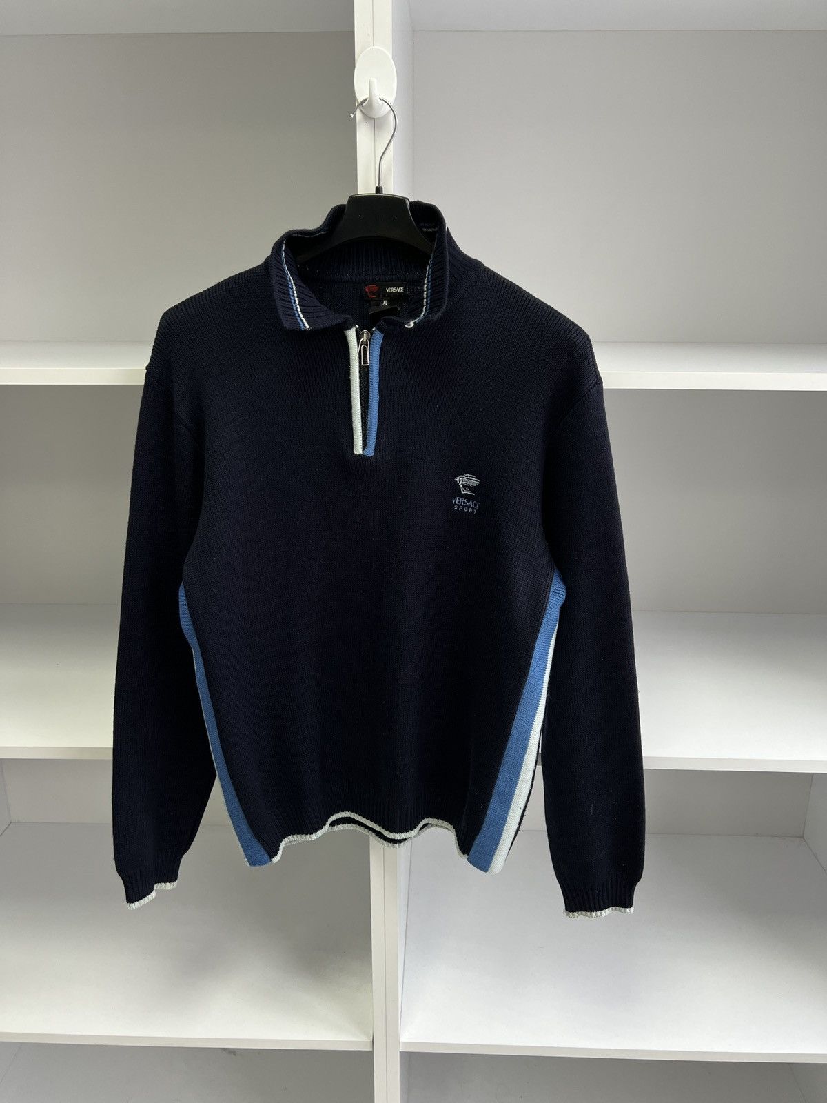 Designer × Versace × Vintage Vintage Versace Sport 1/3 zip knit sweater Size US M / EU 48-50 / 2 - 6 Thumbnail