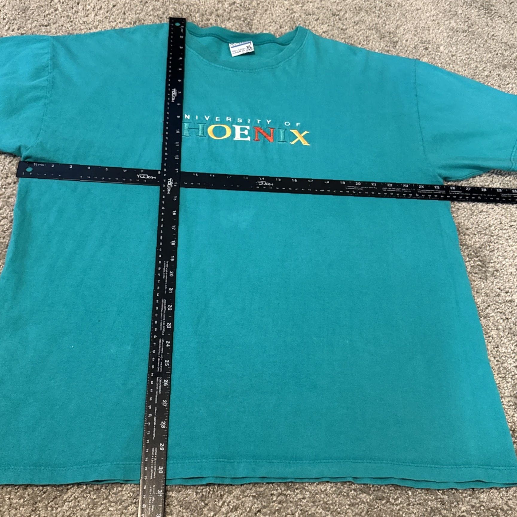 NCAA VINTAGE University of Phoenix Teal Blue Embroidered T-Shirt XL Men Gear For Sports Shirt Size US XL / EU 56 / 4 - 5 Thumbnail
