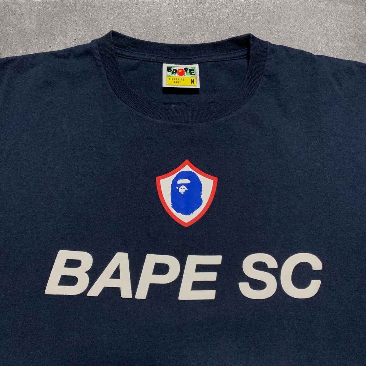 Bape Bape Medium Football Navy Blue Tee A Bathing Ape Soccer Size US M / EU 48-50 / 2 - 3 Thumbnail